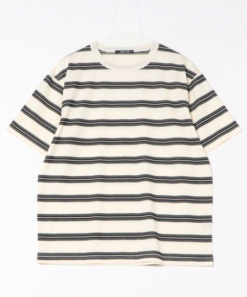 MEN'S BIGI / メンズビギ Tシャツ | ジャガードボーダーTシャツ（ホワイト）