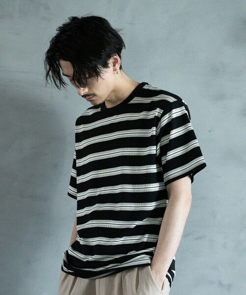 MEN'S BIGI / メンズビギ Tシャツ | ジャガードボーダーTシャツ | 詳細7