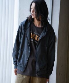 MEN'S BIGI / メンズビギ スウェット | カットオフピグメントコンパクトロゴパーカ
