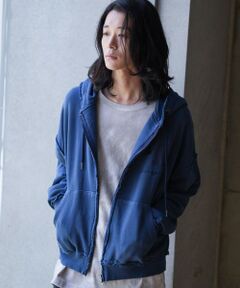 MEN'S BIGI / メンズビギ スウェット | カットオフピグメントコンパクトロゴパーカ