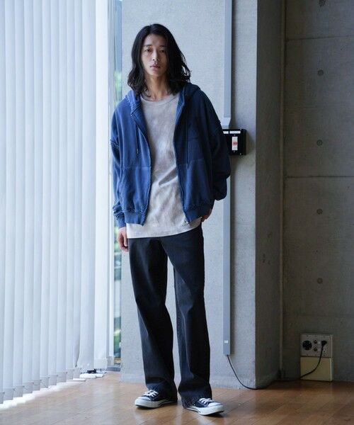 MEN'S BIGI / メンズビギ スウェット | カットオフピグメントコンパクトロゴパーカ | 詳細6