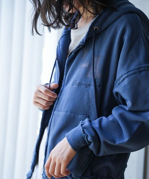 MEN'S BIGI / メンズビギ スウェット | カットオフピグメントコンパクトロゴパーカ | 詳細7