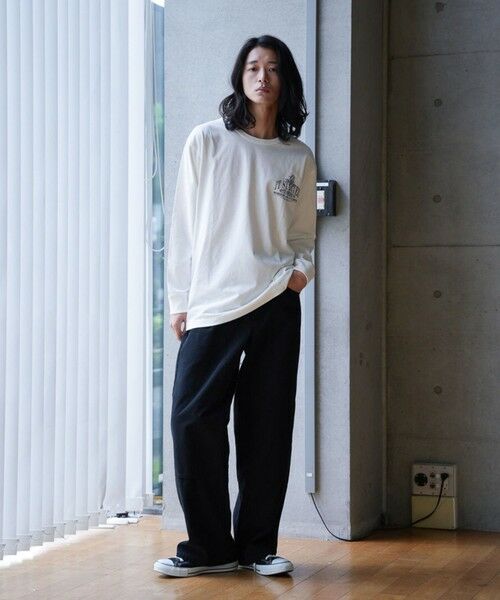 MEN'S BIGI / メンズビギ Tシャツ | ピグメントウォッシュ加工ロゴロンT | 詳細1