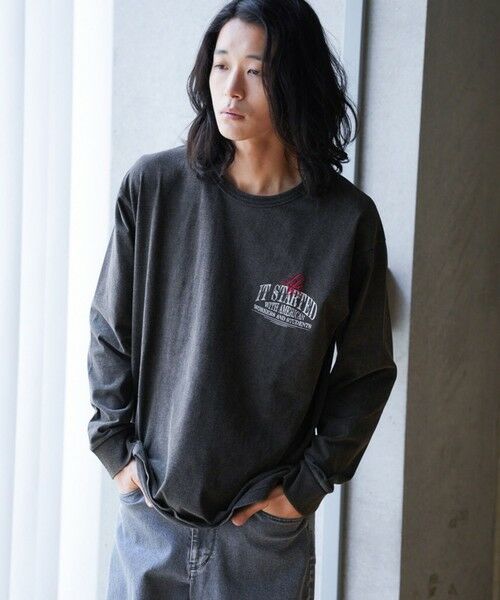 MEN'S BIGI / メンズビギ Tシャツ | ピグメントウォッシュ加工ロゴロンT | 詳細5
