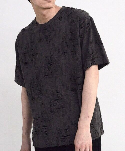 MEN'S BIGI / メンズビギ Tシャツ | オーバーダメージTシャツ（ブラック）