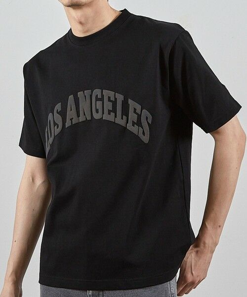MEN'S BIGI / メンズビギ Tシャツ | LA発泡プリントロゴししゅうTシャツ（ブラック）