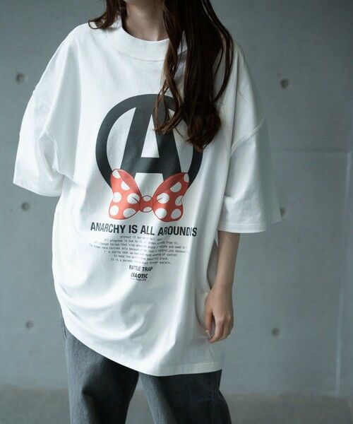 MEN'S BIGI / メンズビギ Tシャツ | 【CHAOTIC】別注アナーキーポルカドットプリントオーバーサイズTシャツ（ホワイト）