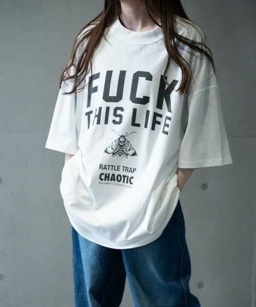 MEN'S BIGI / メンズビギ Tシャツ | 【CHAOTIC】別注FUCK THIS LIFEプリントオーバーサイズTシャツ | 詳細1