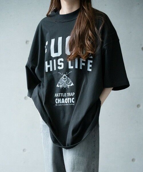 MEN'S BIGI / メンズビギ Tシャツ | 【CHAOTIC】別注FUCK THIS LIFEプリントオーバーサイズTシャツ | 詳細5