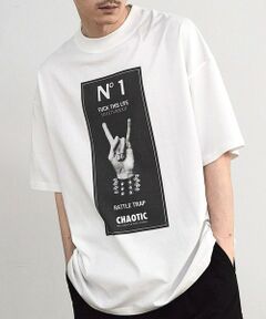 MEN'S BIGI / メンズビギ Tシャツ | 【CHAOTIC】別注メロイックサインプリントオーバーサイズTシャツ
