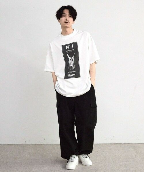 MEN'S BIGI / メンズビギ Tシャツ | 【CHAOTIC】別注メロイックサインプリントオーバーサイズTシャツ | 詳細1