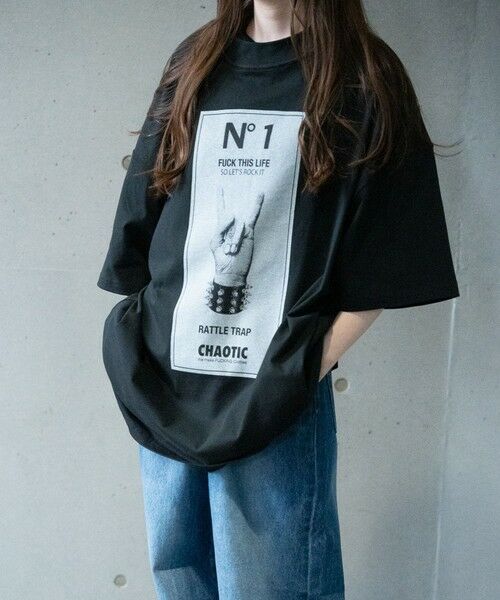 MEN'S BIGI / メンズビギ Tシャツ | 【CHAOTIC】別注メロイックサインプリントオーバーサイズTシャツ | 詳細5