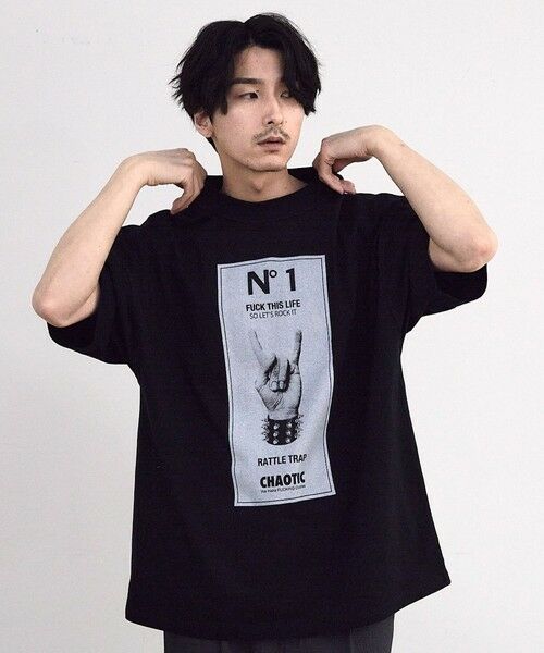 MEN'S BIGI / メンズビギ Tシャツ | 【CHAOTIC】別注メロイックサインプリントオーバーサイズTシャツ | 詳細7