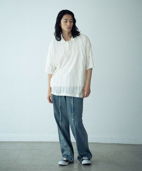 MEN'S BIGI / メンズビギ ポロシャツ | ストライプシアーポロシャツ | 詳細1