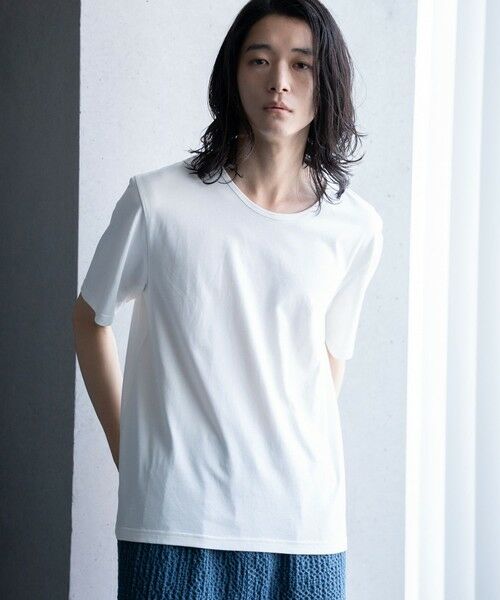 MEN'S BIGI / メンズビギ Tシャツ | 【WEB限定/クールマックス】COOLMAX COTTON BASIC CROPPED TEE（ホワイト）