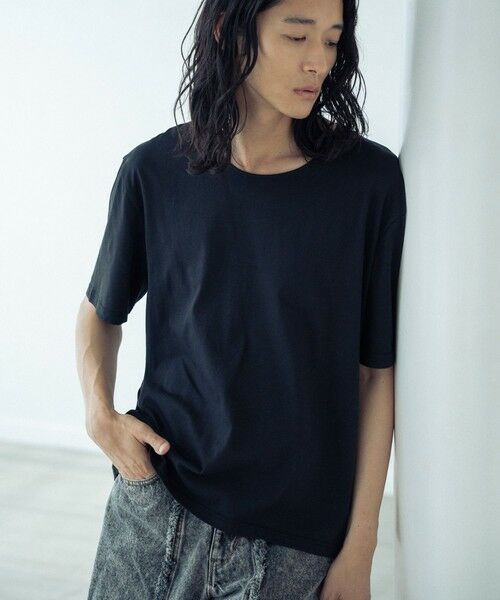 MEN'S BIGI / メンズビギ Tシャツ | 【WEB限定/クールマックス】COOLMAX COTTON BASIC CROPPED TEE（ブラック）