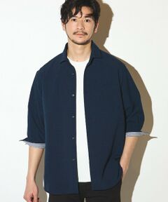 MEN'S BIGI / メンズビギ シャツ・ブラウス | ポリエステルカチオン七分袖ワイドカラーシャツ