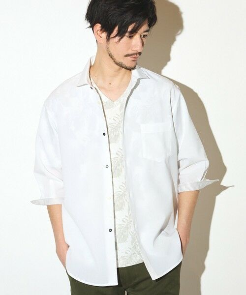 MEN'S BIGI / メンズビギ シャツ・ブラウス | ポリエステルカチオン七分袖ワイドカラーシャツ | 詳細4