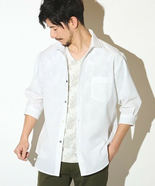 MEN'S BIGI / メンズビギ シャツ・ブラウス | ポリエステルカチオン七分袖ワイドカラーシャツ | 詳細1