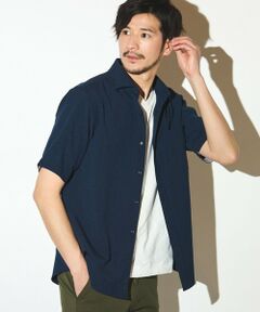 MEN'S BIGI / メンズビギ シャツ・ブラウス | ポリエステルカチオン半袖ワイドカラーシャツ