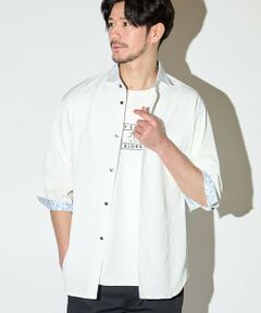 MEN'S BIGI / メンズビギ シャツ・ブラウス | 楊柳ワッシャー七分袖ワイドカラーシャツ