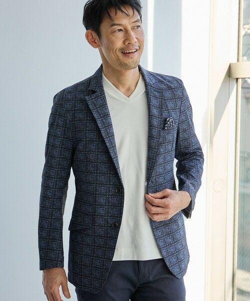 MEN'S BIGI / メンズビギ テーラードジャケット | ポリエステルサッカーチェック柄テーラードジャケット | 詳細1