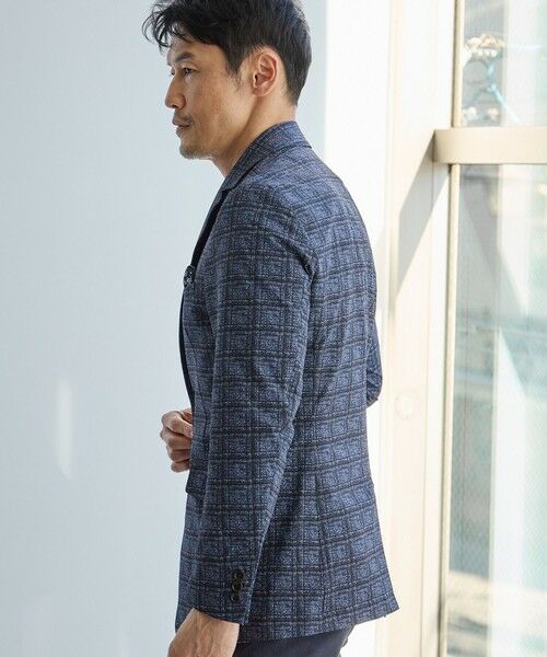 MEN'S BIGI / メンズビギ テーラードジャケット | ポリエステルサッカーチェック柄テーラードジャケット | 詳細2