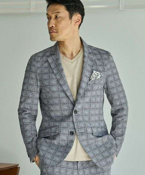 MEN'S BIGI / メンズビギ テーラードジャケット | ポリエステルサッカーチェック柄テーラードジャケット | 詳細16