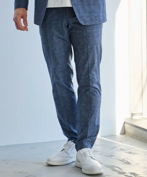 MEN'S BIGI / メンズビギ スラックス・ドレスパンツ | 【Begin5月号掲載】メッシュメランジプリントスラックス/マシンウォッシャブル（ネイビー）