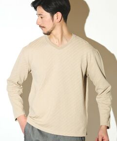 MEN'S BIGI / メンズビギ Tシャツ | リンクスジャガードVネックロンT