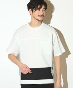 MEN'S BIGI / メンズビギ Tシャツ | ポリエステルポンチ×梨地クルーネックTシャツ