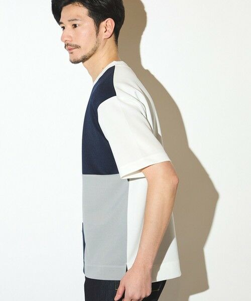 MEN'S BIGI / メンズビギ Tシャツ | ポリエステルポンチ×梨地クルーネックTシャツ | 詳細4