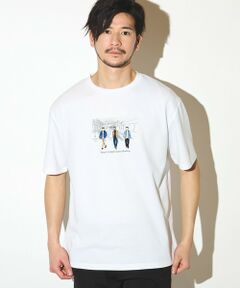 MEN'S BIGI / メンズビギ Tシャツ | リサイクルポリエステル刺繍プリントTシャツ