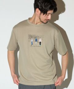 MEN'S BIGI / メンズビギ Tシャツ | リサイクルポリエステル刺繍プリントTシャツ