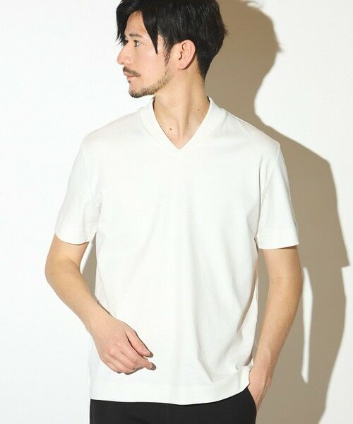 MEN'S BIGI / メンズビギ Tシャツ | シルケットスムースVネックテーラーTシャツ（ホワイト）