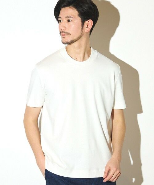 MEN'S BIGI / メンズビギ Tシャツ | シルケットスムースクルーネックテーラーTシャツ（ホワイト）