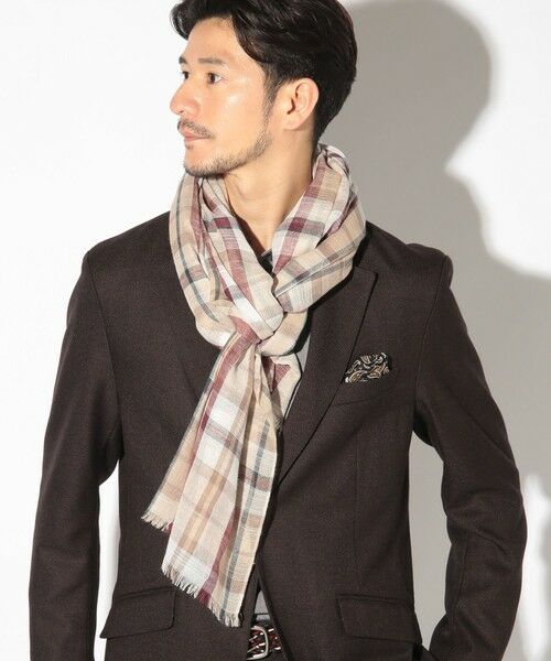 MEN'S BIGI / メンズビギ マフラー・ショール・スヌード・ストール | チェック柄ストール | 詳細1