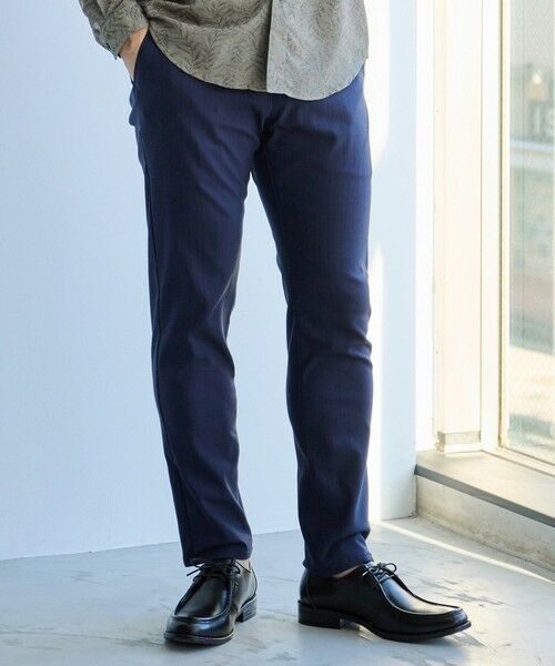 MEN'S BIGI / メンズビギ スラックス・ドレスパンツ | ハイパーストレッチヘリンボンスラックス（ネイビー）