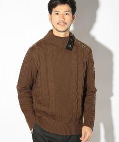 MEN'S BIGI / メンズビギ ニット・セーター | ドクターネックケーブルニット