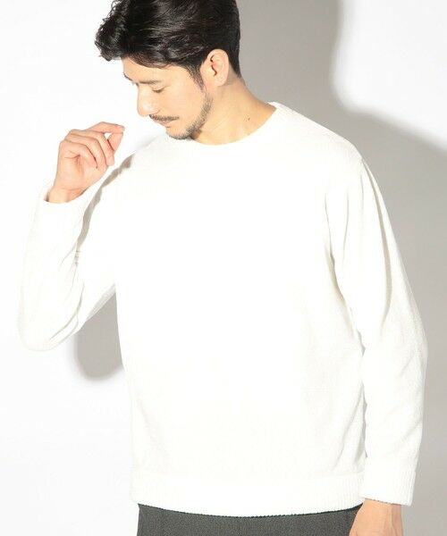 MEN'S BIGI / メンズビギ ニット・セーター | クルーネックモールニット/ハンドウォッシャブル（ホワイト）