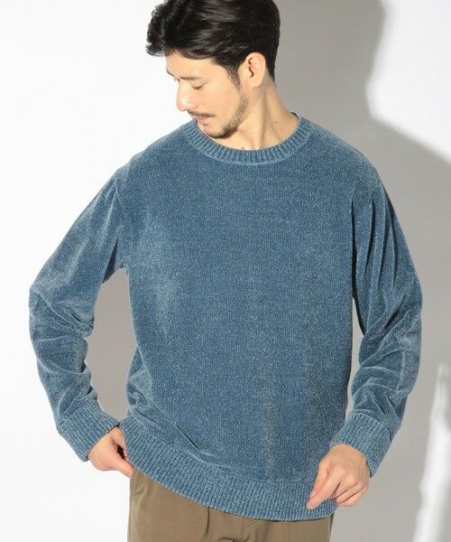MEN'S BIGI / メンズビギ ニット・セーター | クルーネックモールニット/ハンドウォッシャブル（ブルー）