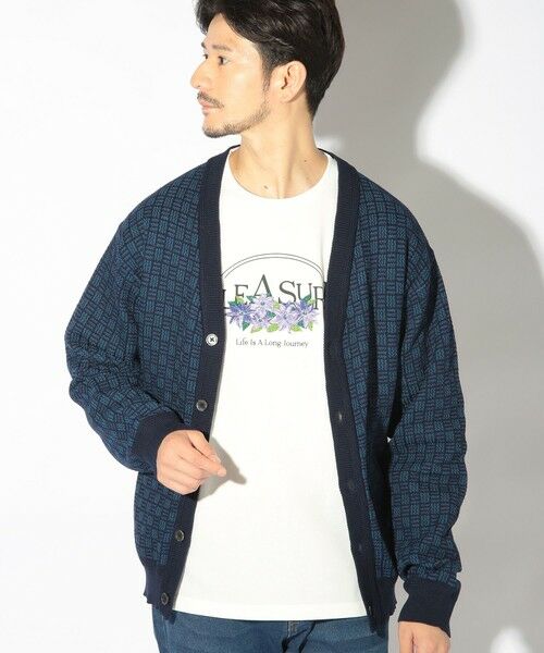 MEN'S BIGI / メンズビギ ニット・セーター | リンクスジャガードニットカーディガン（ネイビー）