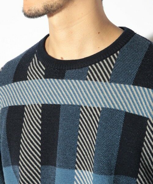 MEN'S BIGI / メンズビギ ニット・セーター | ダブルジャガードチェック柄ニット | 詳細11