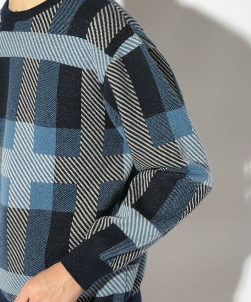 MEN'S BIGI / メンズビギ ニット・セーター | ダブルジャガードチェック柄ニット | 詳細12