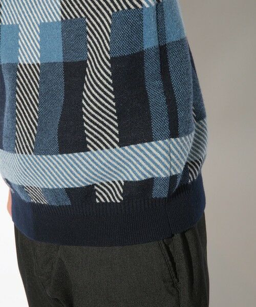 MEN'S BIGI / メンズビギ ニット・セーター | ダブルジャガードチェック柄ニット | 詳細13
