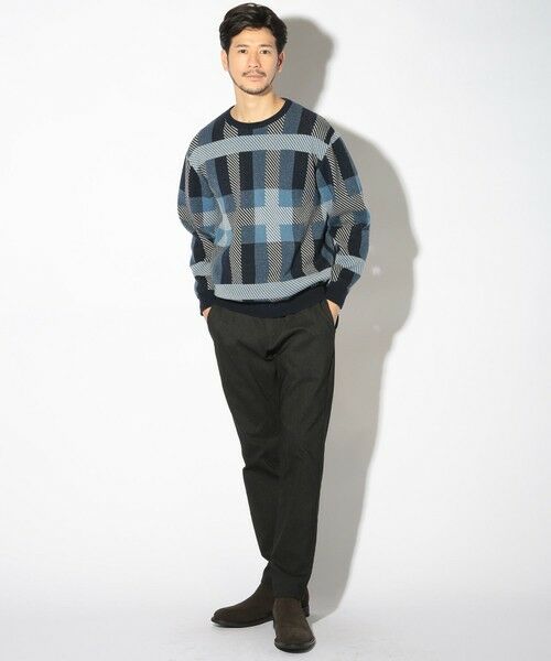 MEN'S BIGI / メンズビギ ニット・セーター | ダブルジャガードチェック柄ニット | 詳細15