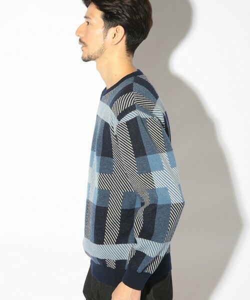 MEN'S BIGI / メンズビギ ニット・セーター | ダブルジャガードチェック柄ニット | 詳細9
