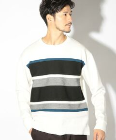 MEN'S BIGI / メンズビギ スウェット | ボーダー柄クルーネックスウェット