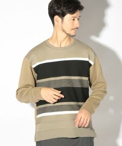 MEN'S BIGI / メンズビギ スウェット | ボーダー柄クルーネックスウェット