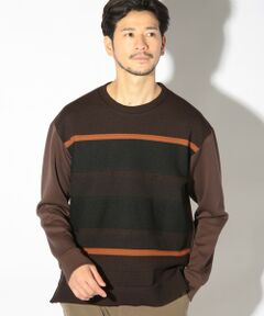 MEN'S BIGI / メンズビギ スウェット | ボーダー柄クルーネックスウェット